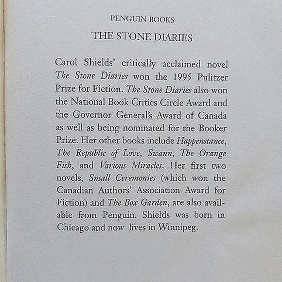 Vtg 90s Book | The Stone Diaries by Carol Shields - Picture 7 of 11